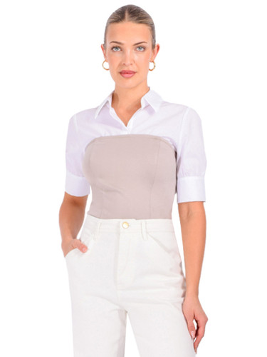 DREW Letitia Top in Taupe Front View 