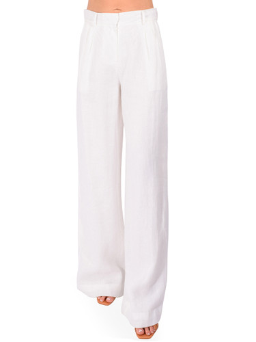 KARINA GRIMALDI Aven Linen Pants in White Front View 