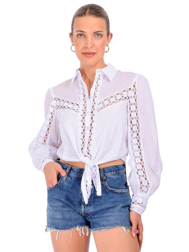 CHARO RUIZ Devi Blouse in White Front View 