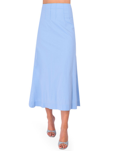 PRIME OF LIME Corina Midi Skirt in Celeste Blue Front View 
