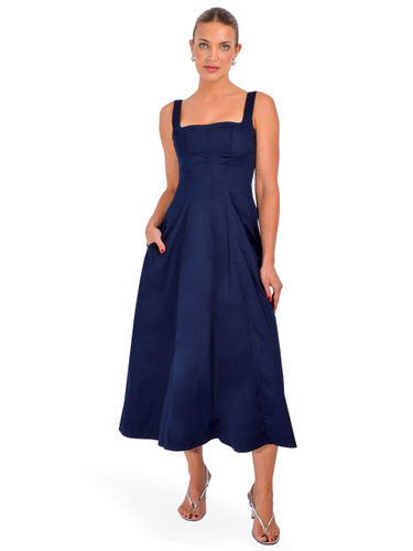 PRIME OF LIME Vivi Dress in Navy Front View 1