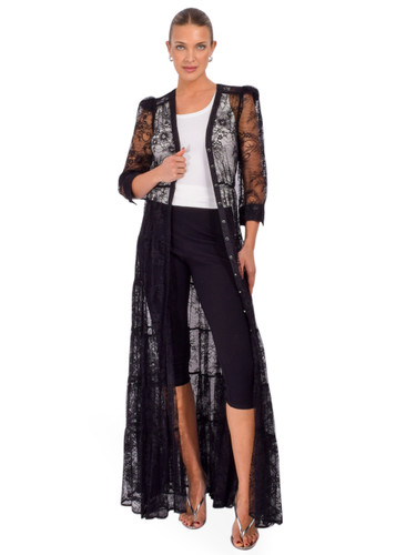 L'AGENCE Seraphina Lace Maxi Dress in Black Front View 1