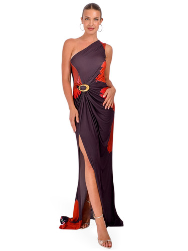  ALBERTO AUDENINO Vinix Dress in Brown Front View 1
