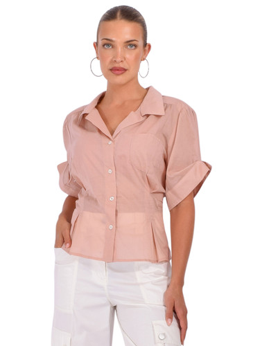 CISSA Sheer Breeze Blouse in Blush Front View 