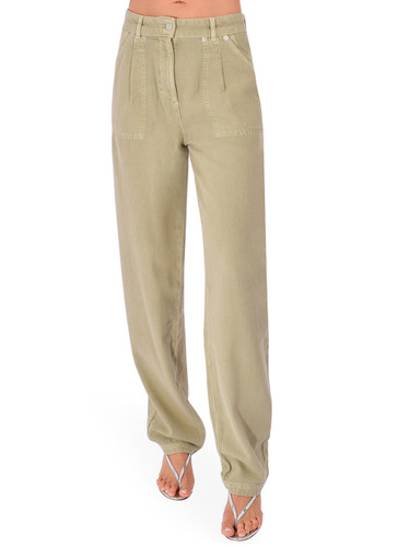 BA&SH Raja Pants in Green Front View 