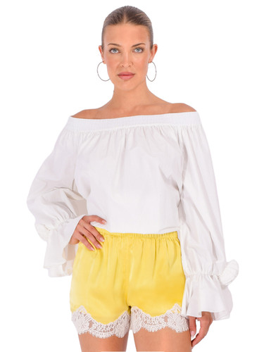ESSENTIEL ANTWERP Jofie Off-Shoulder Top in Off-White Front View 