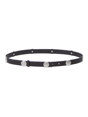 OTTOD'AME Leather Belt with Studs in Black Front View
