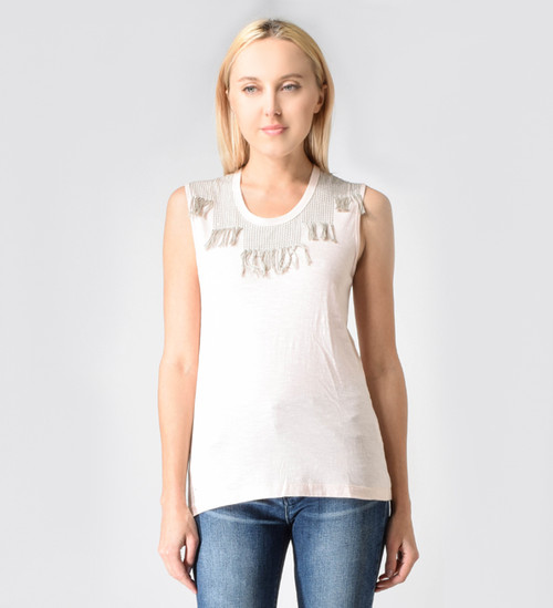 Pepin Frida Sleeveless Tee in Pink Close Up Front View