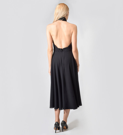 Camilla and Marc Black Halter Golden Myna Dress Back View