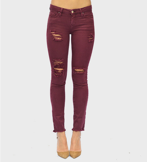 IRO Jarod Jean in Burgundy Front View 