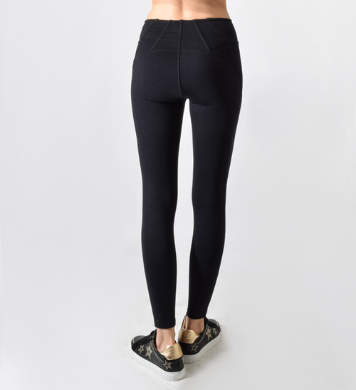 David Lerner Seamed Corset Legging in Black Back View 