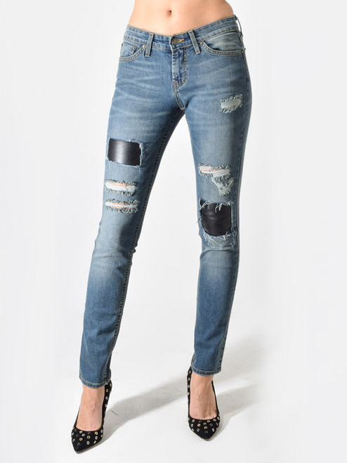 JET John Eshaya Leather Slim Jean Close Up Front View 