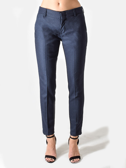 Reiko Track Fancy Pants in Navy Close Up Front View 