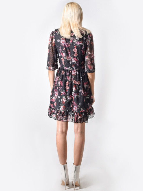  Aurelie Mini Dress in Midnight Garden Back View 