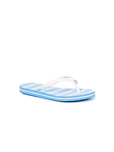 Alice & Olivia Eva Flip Flop in White & Blue Side View