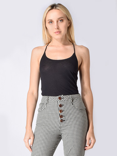 Humanoid Long Jersey Racerback Cami in Black Close Up Front View 