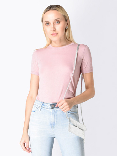 RTA Quinton Ringer Tee in Blush Pink Close Up Front View 