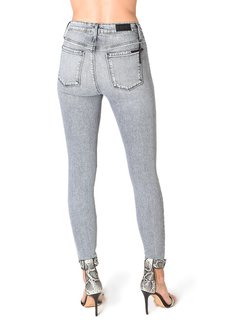 RTA Madrid High Waist Skinny Jean in Black Fog Back View