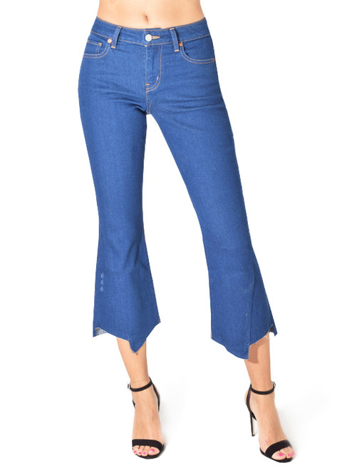 Etica Mick Cropped Jean in Pure Blue Close Up Front View 