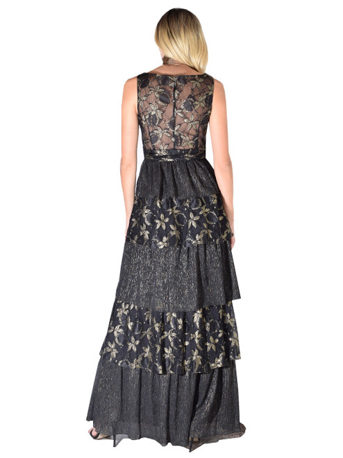 RACHEL ZOE Payten Layered Ruffle Maxi Dress Back View 