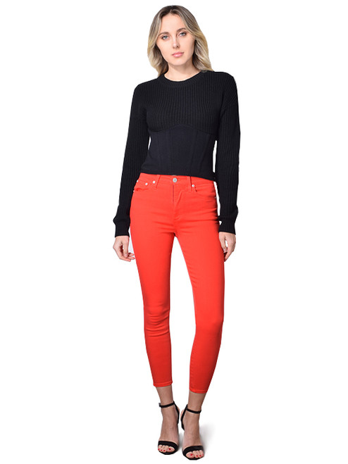 Alice and Olivia Good High Rise Ankle Skinny In Paprika Front View 