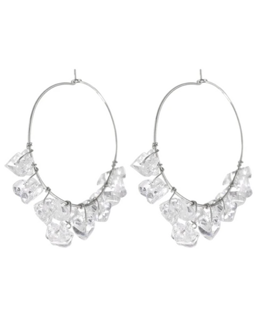 LUV AJ Rock Candy Wire Hoops in Silver Product Shot 
