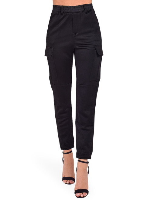 RTA Jinni Cargo Pant in Black Front View 
