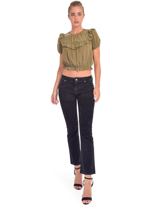 RTA Kiki Cropped Kick Flare in Faded Black Full Outfit 