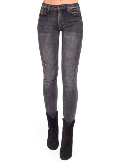 SERRA Mid Rise Skinny Jean in Rockpoint Black Front View 