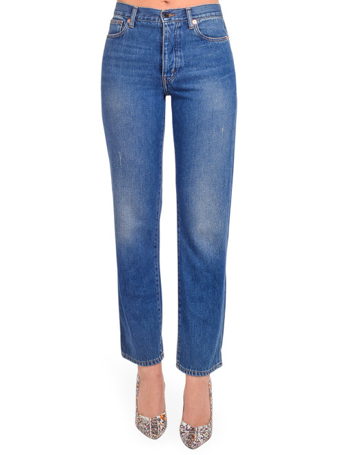 BELLEROSE Popeye Straight Leg Jeans in Blue Front View 