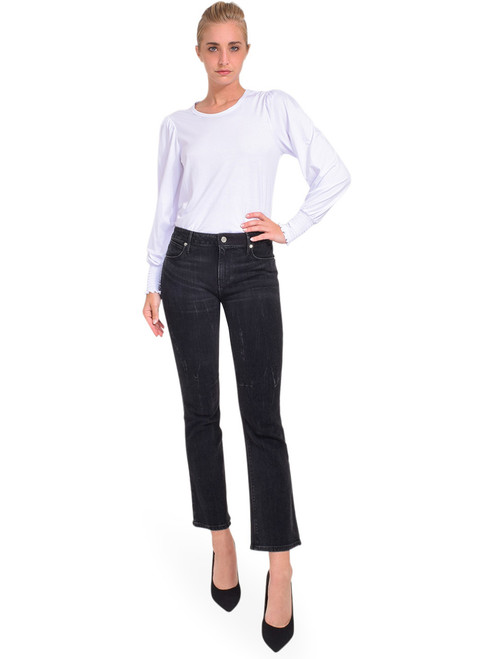 SERRA Puff Sleeve Top in Bright White Full Outfit 
