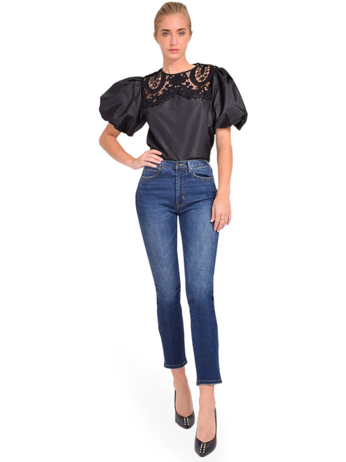 SERRA Kiss High Rise Slim Straight Jeans in Dark Latigo Full Outfit 