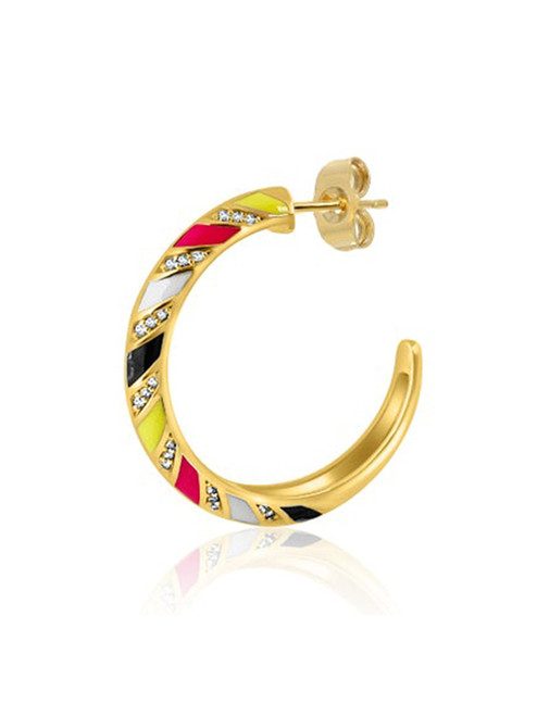Elizabeth Stone Ziggy Hoops in Neon Product Shot
