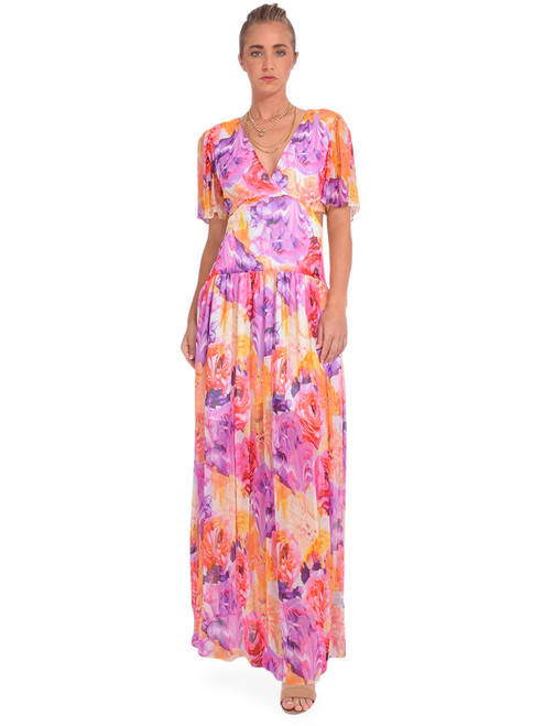 Gilner Farrar Elena Cutout Maxi Dress in Floral Bouquet Front View 1