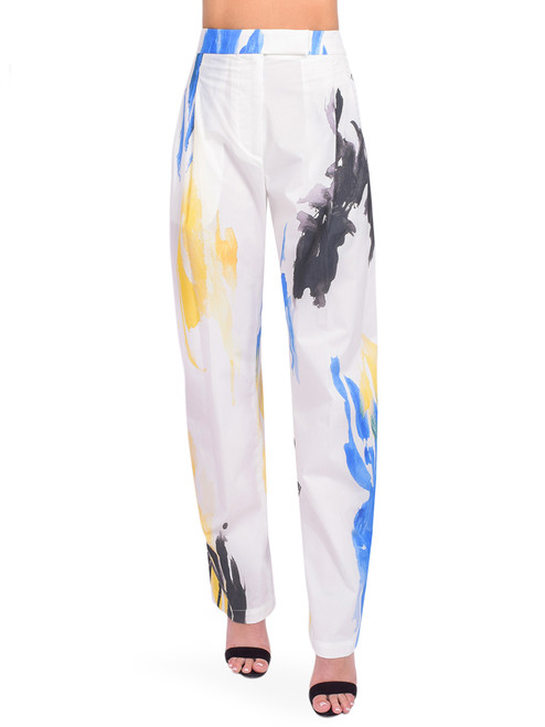 3.1 Phillip Lim Printed Poplin Trouser in Cornflower Blue Multi Front View 