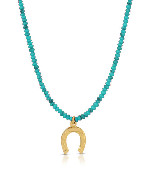 JŪRATĖ Serendipity Beaded Necklace in Turquoise Product Shot 