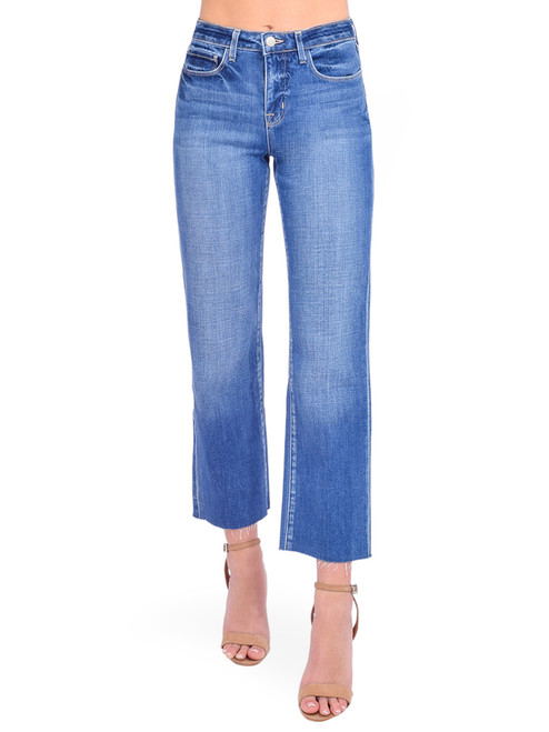 L'AGENCE Wanda High Rise Crop Jean in Dawson Blue Front View 