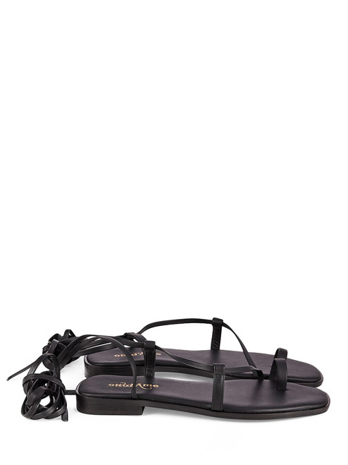 Ottod'Ame Leather Strappy Sandal in Black Side View 