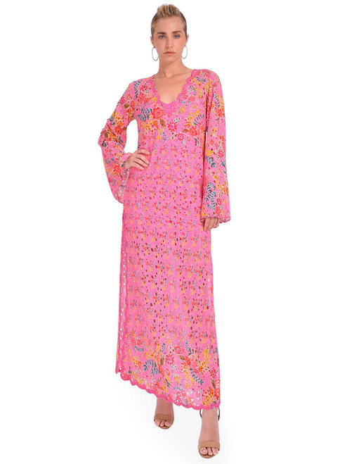Hemant & Nandita Fiora Kaftan Dress in Pink Front View 1