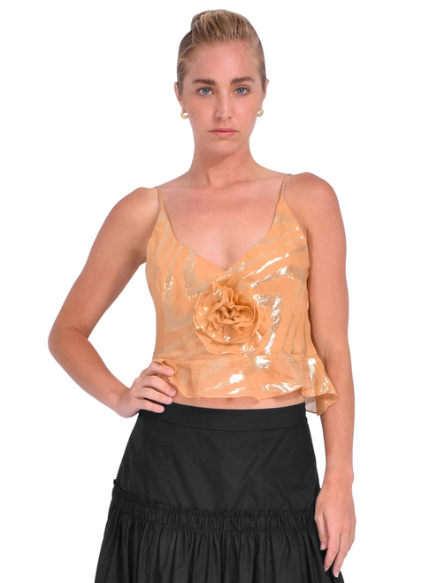 DELFI Anya Top in Nude/Gold Front View 