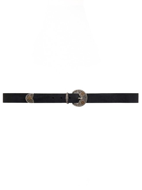 BA&SH Barty Belt in Noir Front View 
