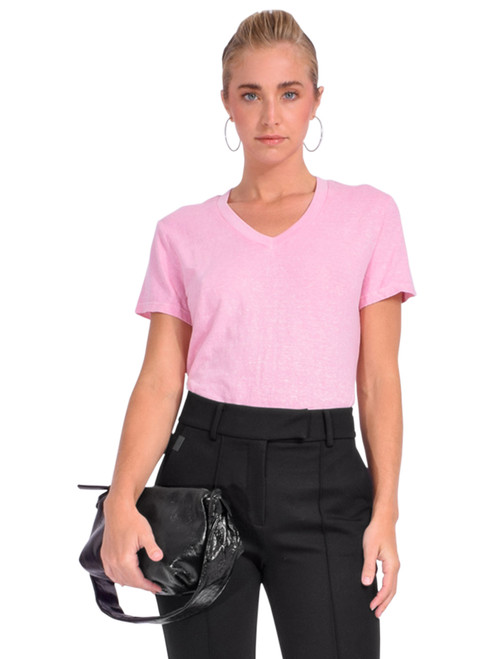 RAGABOND Hemp V-Neck Tee in Pinkish Front View 