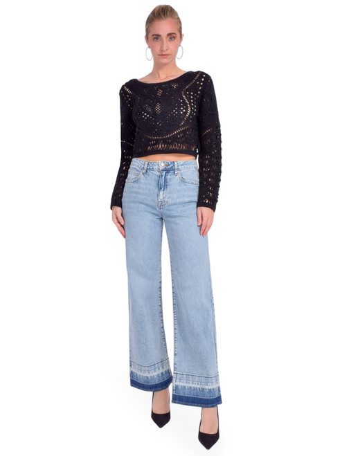 SIMKHAI Jude Mid Rise Wide Leg Jean in Santa Monica Wash Full Outfit 