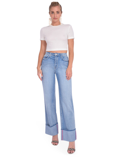 SIMKHAI Cinta Crop Top in White Full Outfit 