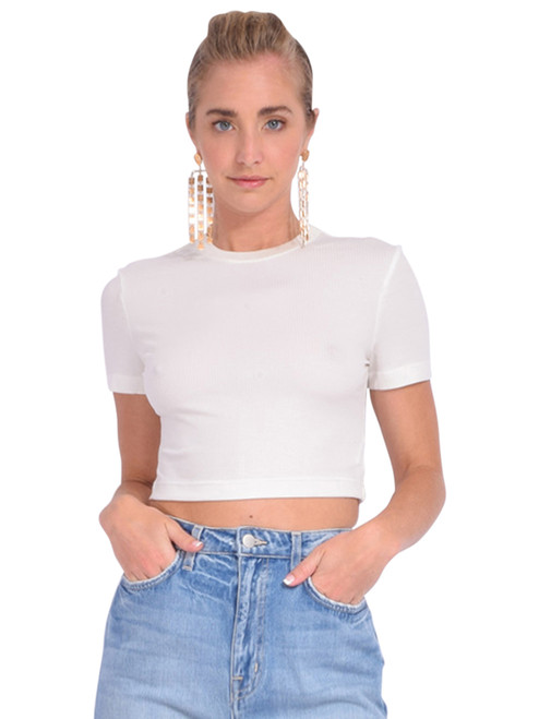 SIMKHAI Cinta Crop Top in White Front View 