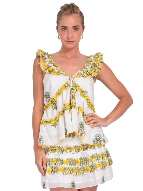 Love the Label Juniper Top in Lohdi Garden Print Front View 