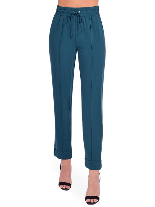 Cinq à Sept Everly Cuffed Ankle Pant In Teal Front View 