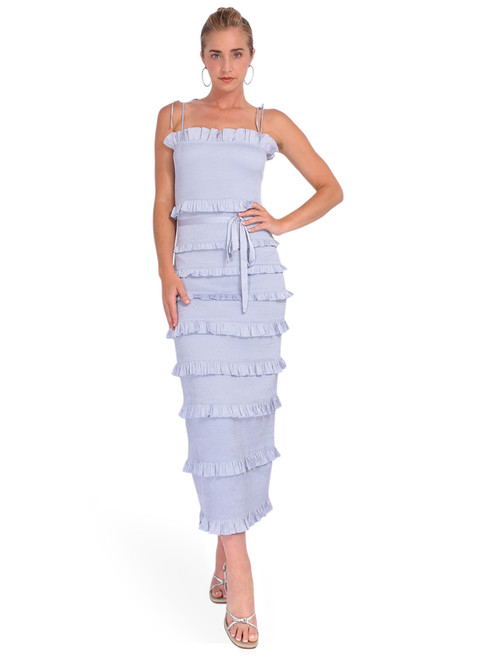 V. Chapman Lily Dress in Arctic Ice Front View 1