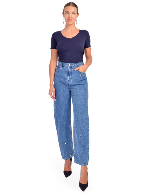 ATM Slub Jersey V-Neck Tee in Midnight Full Outfit 