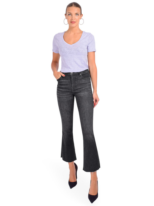 ATM Slub Jersey Classic Short Sleeve V-Neck Tee in Skyflower Full Outfit 